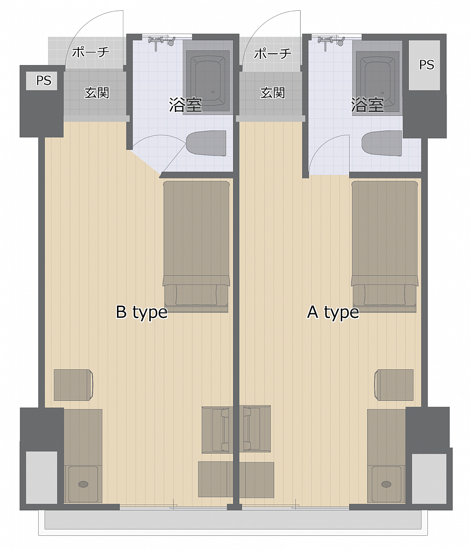 こちらが宿泊可能なお部屋になります